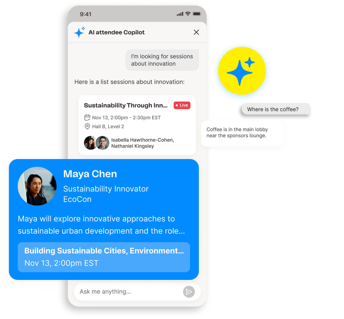 Provide personalized guidance with Bizzy, an AI attendee copilot